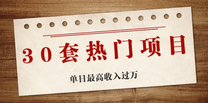 30套热门项目：单日最高收入过万 (网赚项目、朋友圈、涨粉套路、抖音、快手)等-千木学社