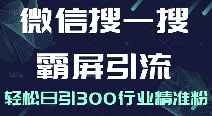 微信搜一搜霸屏引流课，打造被动精准引流系统，轻松日引300行业精准粉-千木学社