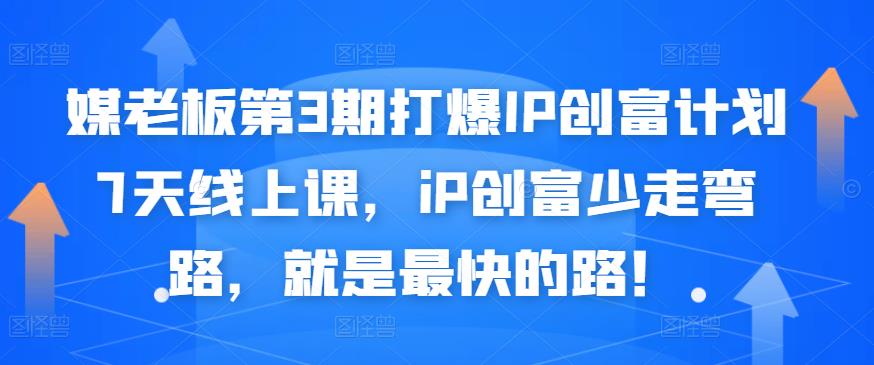 媒老板第3期打爆IP创富计划7天线上课，iP创富少走弯路，就是最快的路！-千木学社