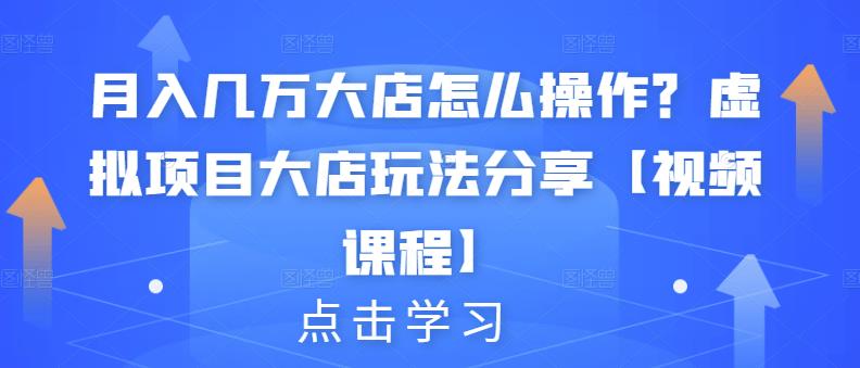 月入几万大店怎么操作？虚拟项目大店玩法分享【视频课程】-千木学社