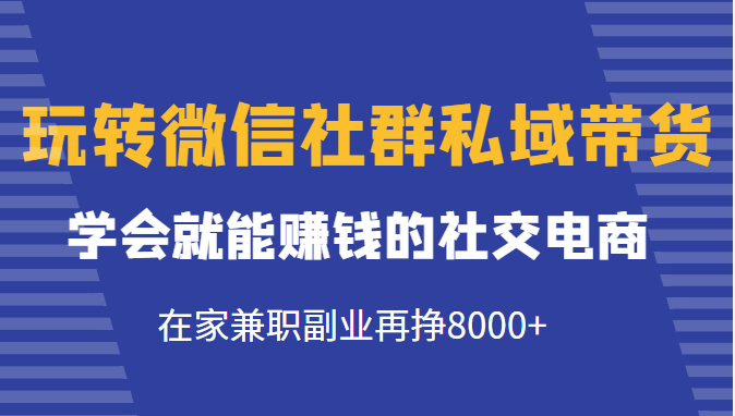 玩转微信社群私域带货，学会就能赚钱的社交电商，在家兼职副业再挣8000+-千木学社