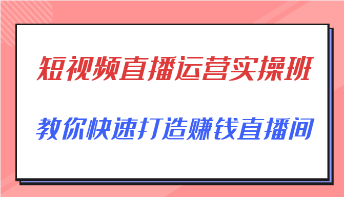 短视频直播运营实操班，直播带货精细化运营实操，教你快速打造赚钱直播间-千木学社