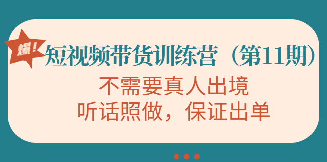 视频带货训练营，不需要真人出境，听话照做，保证出单（第11期）-千木学社