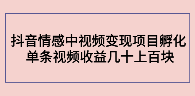 副业孵化营第5期：抖音情感中视频变现项目孵化 单条视频收益几十上百-千木学社