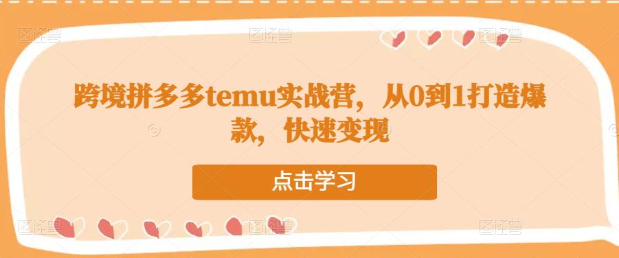 跨境拼多多temu实战营，从0到1打造爆款，快速变现-千木学社