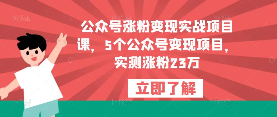 公众号涨粉变现实战项目课，5个公众号变现项目，实测涨粉23万-千木学社