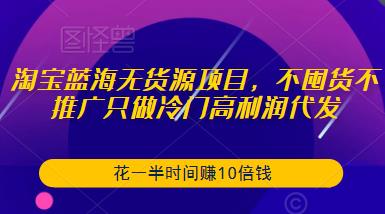 淘宝蓝海无货源项目，不囤货不推广只做冷门高利润代发，花一半时间赚10倍钱-千木学社