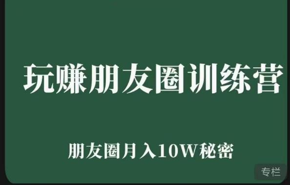 玩赚朋友圈系统课，朋友圈月入10W的秘密，​7天系统图文课程-千木学社