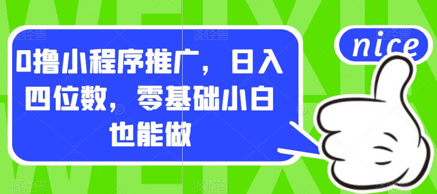 0撸小程序推广，日入四位数，零基础小白也能做【揭秘】-千木学社