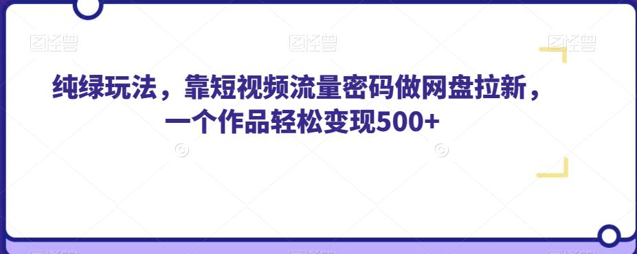 纯绿玩法，靠短视频流量密码做网盘拉新，一个作品轻松变现500+【揭秘】-千木学社