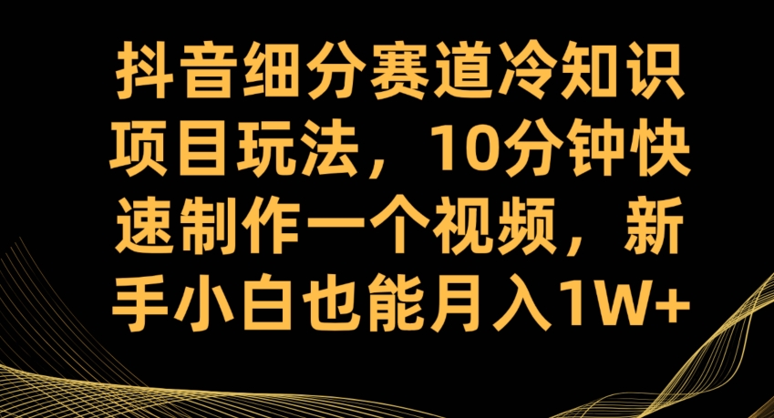 抖音细分赛道冷知识项目玩法，10分钟快速制作一个视频，新手小白也能月入1W+【揭秘】-千木学社