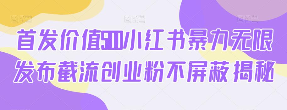 首发价值5100小红书暴力无限发布截流创业粉不屏蔽揭秘-千木学社