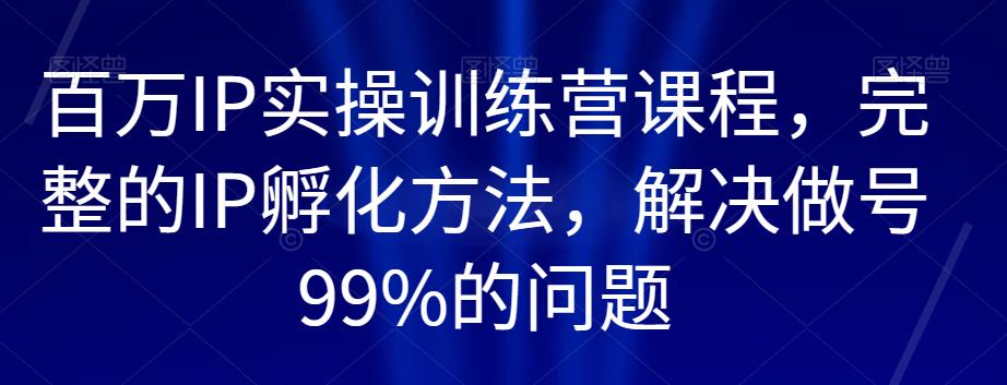 百万IP实操训练营课程，完整的IP孵化方法，解决做号99%的问题-千木学社