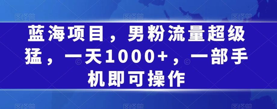 蓝海项目，男粉流量超级猛，一天1000+，一部手机即可操作【揭秘】-千木学社