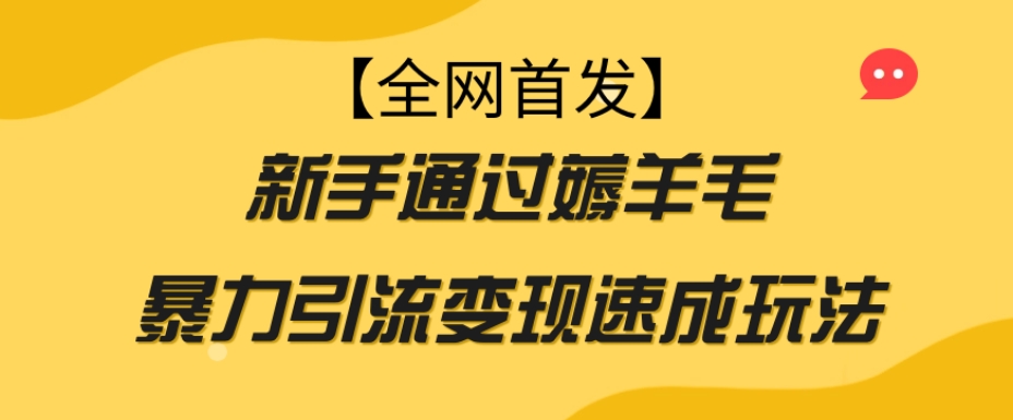 【全网首发】新手通过薅羊毛暴力引流变现速成玩法-千木学社