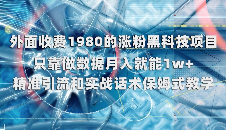 外面收费1980的涨粉黑科技项目，只靠做数据月入就能1w+【揭秘】-千木学社