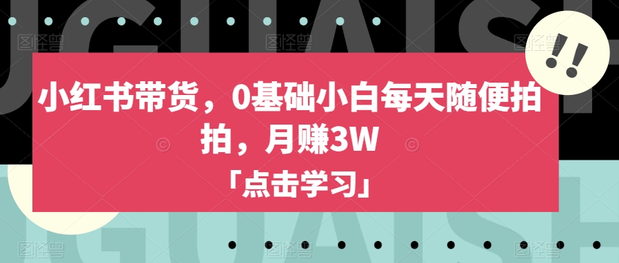 小红书带货，0基础小白每天随便拍拍，月赚3W【揭秘】-千木学社