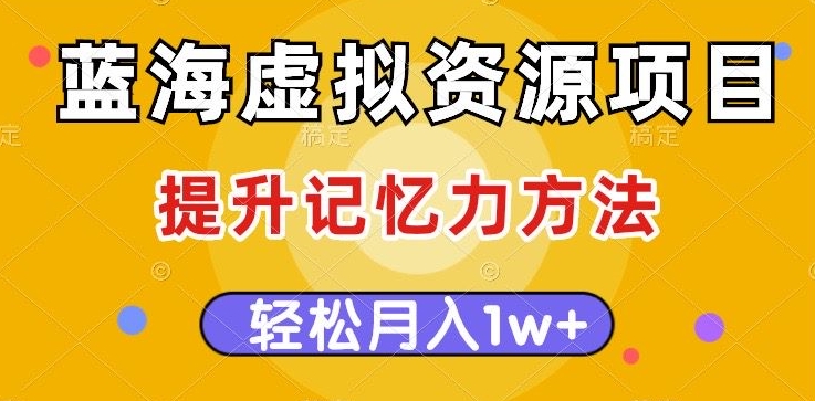 蓝海虚拟资源项目，提升记忆力方法，多种变现方式，轻松月入1w+【揭秘】-千木学社