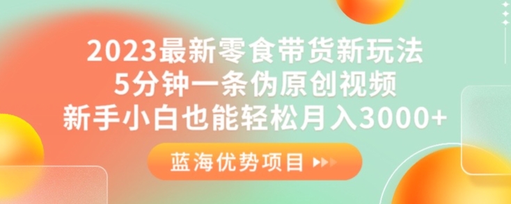 2023最新零食带货新玩法，5分钟一条伪原创视频，新手小白也能轻松月入3000+【揭秘】-千木学社