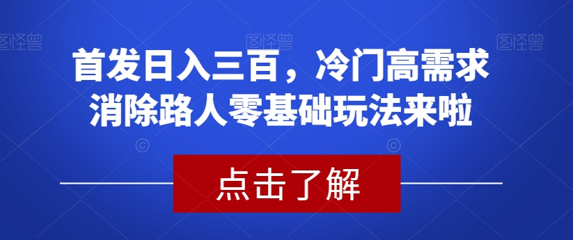 首发日入三百，冷门高需求消除路人零基础玩法来啦【揭秘】-千木学社