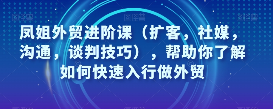 凤姐外贸进阶课（扩客，社媒，沟通，谈判技巧），帮助你了解如何快速入行做外贸-千木学社