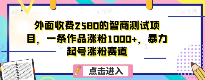 外面收费2580的智商测试项目，一条作品涨粉1000+，暴力起号涨粉赛道【揭秘】-千木学社