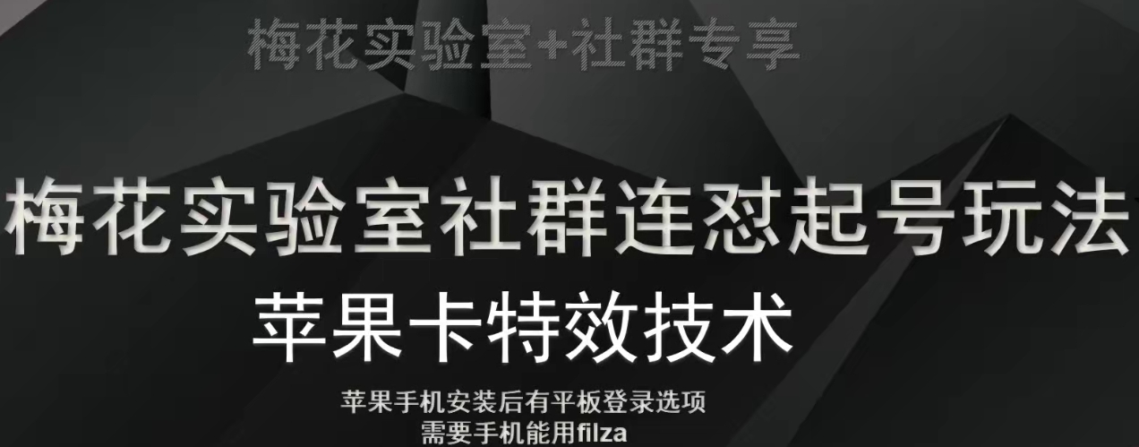 梅花实验室社群视频号连怼起号玩法，最新苹果卡特效技术-千木学社