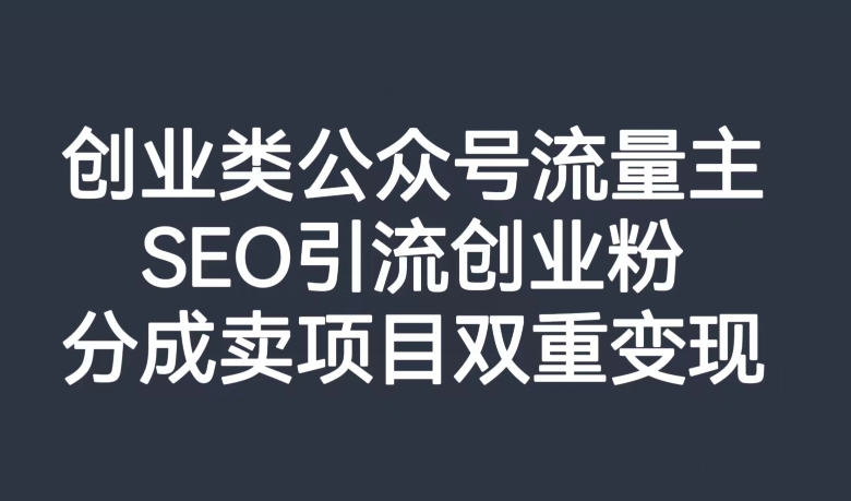 创业类公众号流量主，SEO引流创业粉，分成卖项目双重变现【揭秘】-千木学社