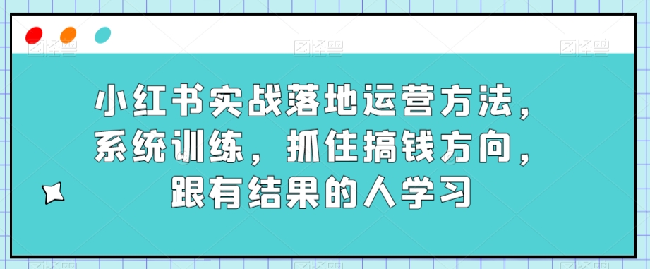 小红书实战落地运营方法，系统训练，抓住搞钱方向，跟有结果的人学习-千木学社