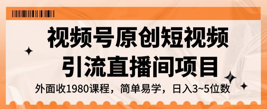 视频号原创短视频引流直播间项目，日入3~5五位数【揭秘】-千木学社