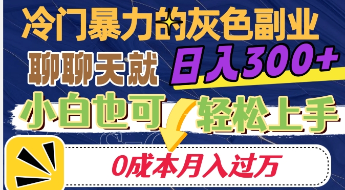 冷门暴利的副业项目，聊聊天就能日入300+，0成本月入过万【揭秘】-千木学社