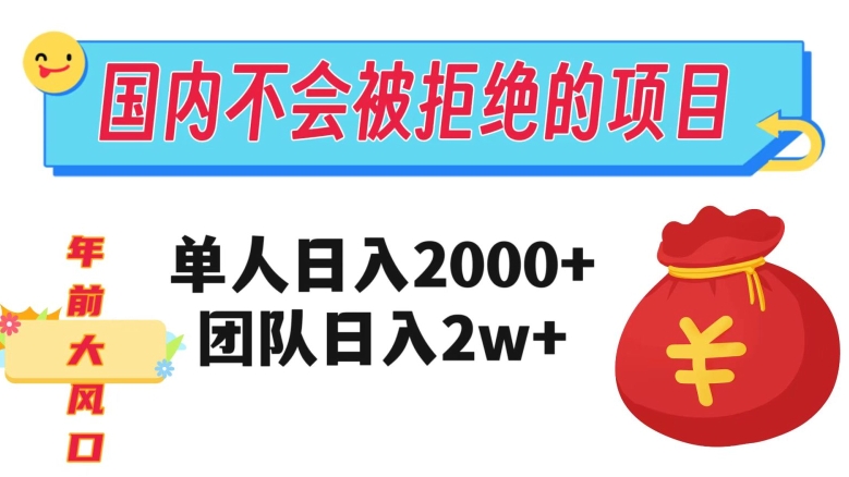 在国内不怕被拒绝的项目，单人日入2000，团队日入20000+【揭秘】-千木学社