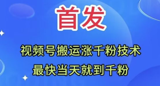 全网首发：视频号无脑搬运涨千粉技术，最快当天到千粉【揭秘】-千木学社