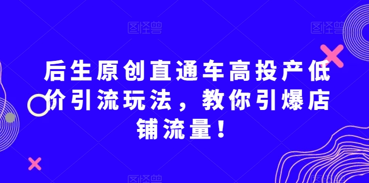 后生原创直通车高投产低价引流玩法，教你引爆店铺流量！-千木学社