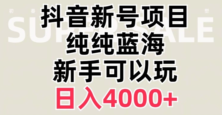 抖音蓝海赛道，必须是新账号，日入4000+【揭秘】-千木学社