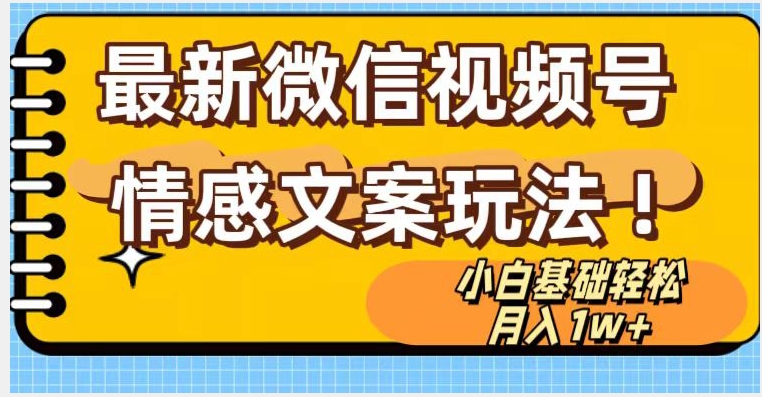 微信视频号情感文案最新玩法，小白轻松月入1万+无脑搬运【揭秘】-千木学社