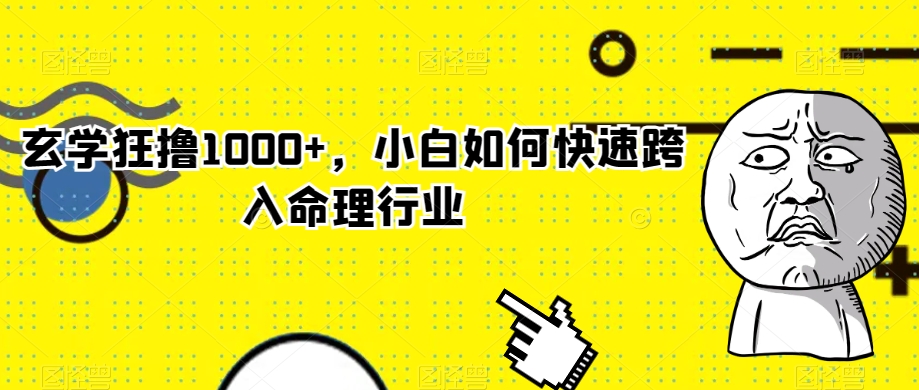 玄学狂撸1000+，小白如何快速跨入命理行业【揭秘】-千木学社