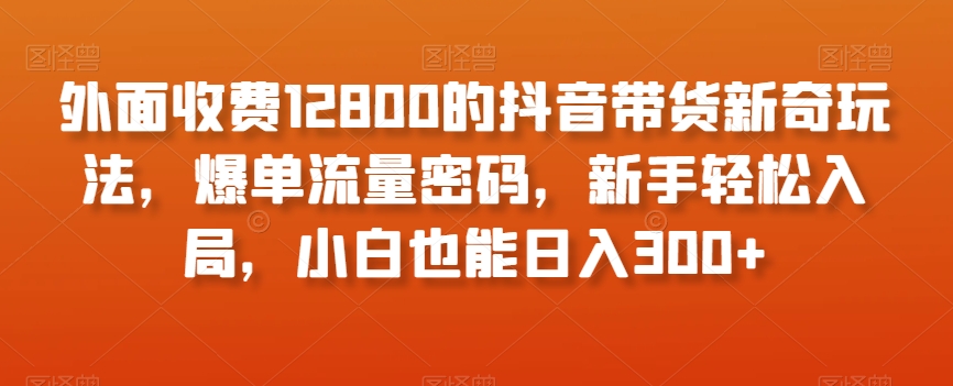 外面收费12800的抖音带货新奇玩法，爆单流量密码，新手轻松入局，小白也能日入300+【揭秘】-千木学社