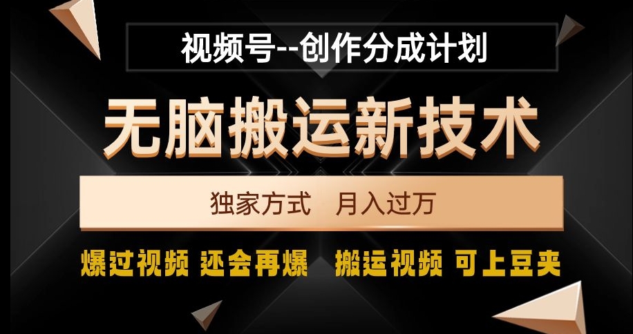 视频号无脑搬运新技术，破原创壕流量，独家方式，爆过视频，还会再爆【揭秘】-千木学社