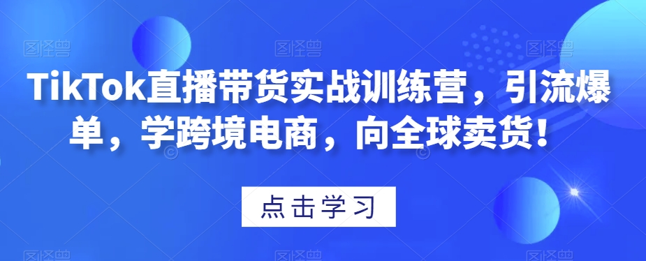 TikTok直播带货实战训练营，引流爆单，学跨境电商，向全球卖货！-千木学社