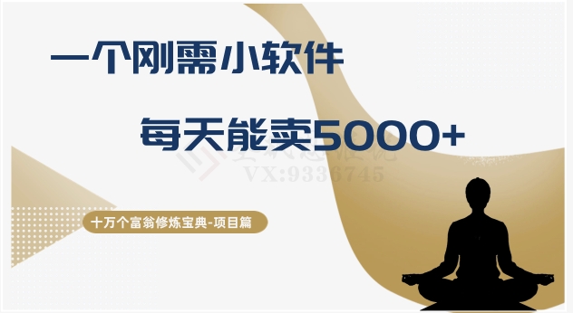 十万个富翁修炼宝典之17.一个刚需小软件，每天能卖5000+