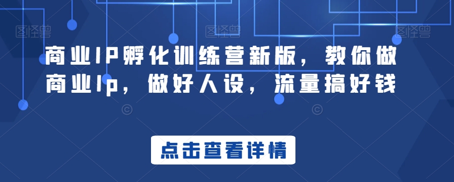 商业IP孵化训练营新版，教你做商业Ip，做好人设，流量搞好钱-千木学社