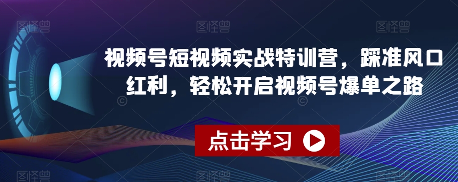 视频号短视频实战特训营，踩准风口红利，轻松开启视频号爆单之路-千木学社