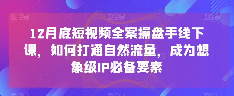 12月底短视频全案操盘手线下课，如何打通自然流量，成为想象级IP必备要素-千木学社