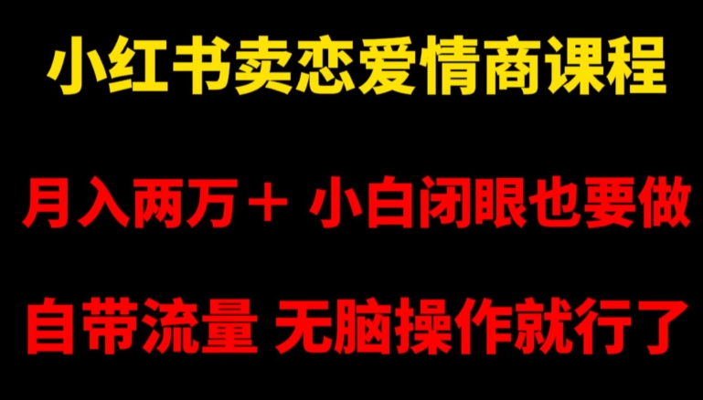 小红书卖恋爱情商课程，月入两万＋，小白闭眼也要做，自带流量，无脑操作就行了【揭秘】-千木学社