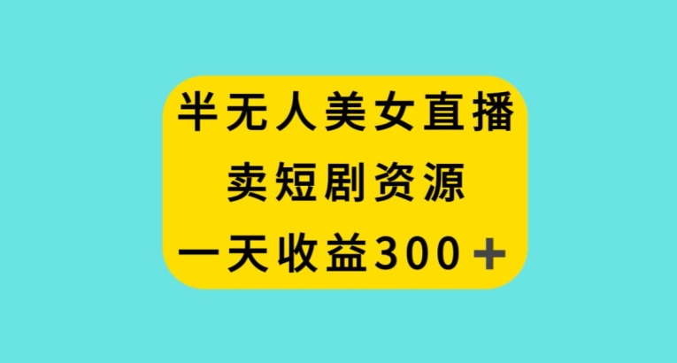 半无人美女直播，卖短剧资源，一天收益300+【揭秘】-千木学社