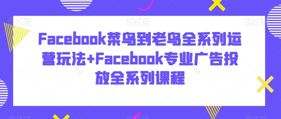 Facebook菜鸟到老鸟全系列运营玩法+Facebook专业广告投放全系列课程-千木学社