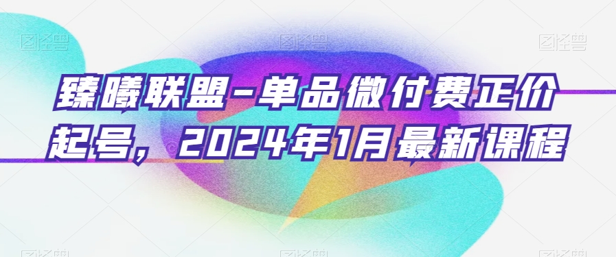 臻曦联盟-单品微付费正价起号，2024年1月最新课程-千木学社