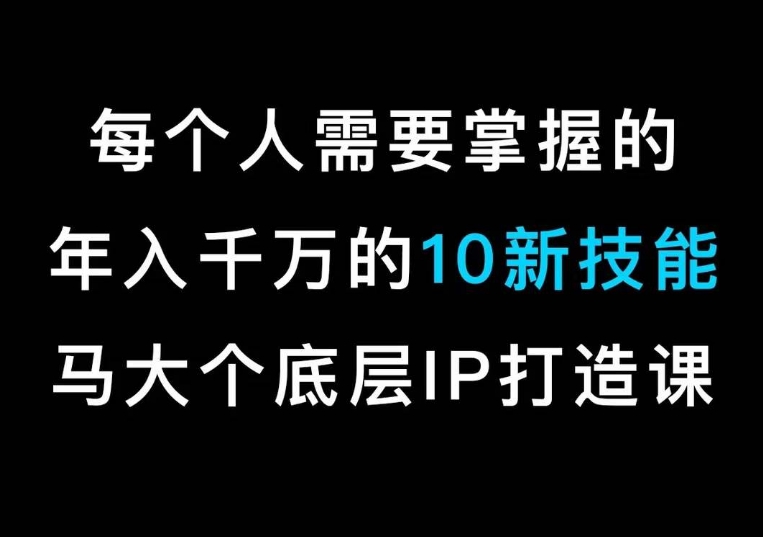 马大个的IP底层逻辑课，​每个人需要掌握的年入千万的10新技能，约会底层IP打造方法！-千木学社