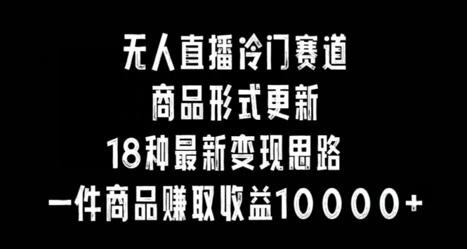 无人直播冷门赛道，商品形式更新，18种变现思路，一件商品赚取收益10000+【揭秘】-千木学社